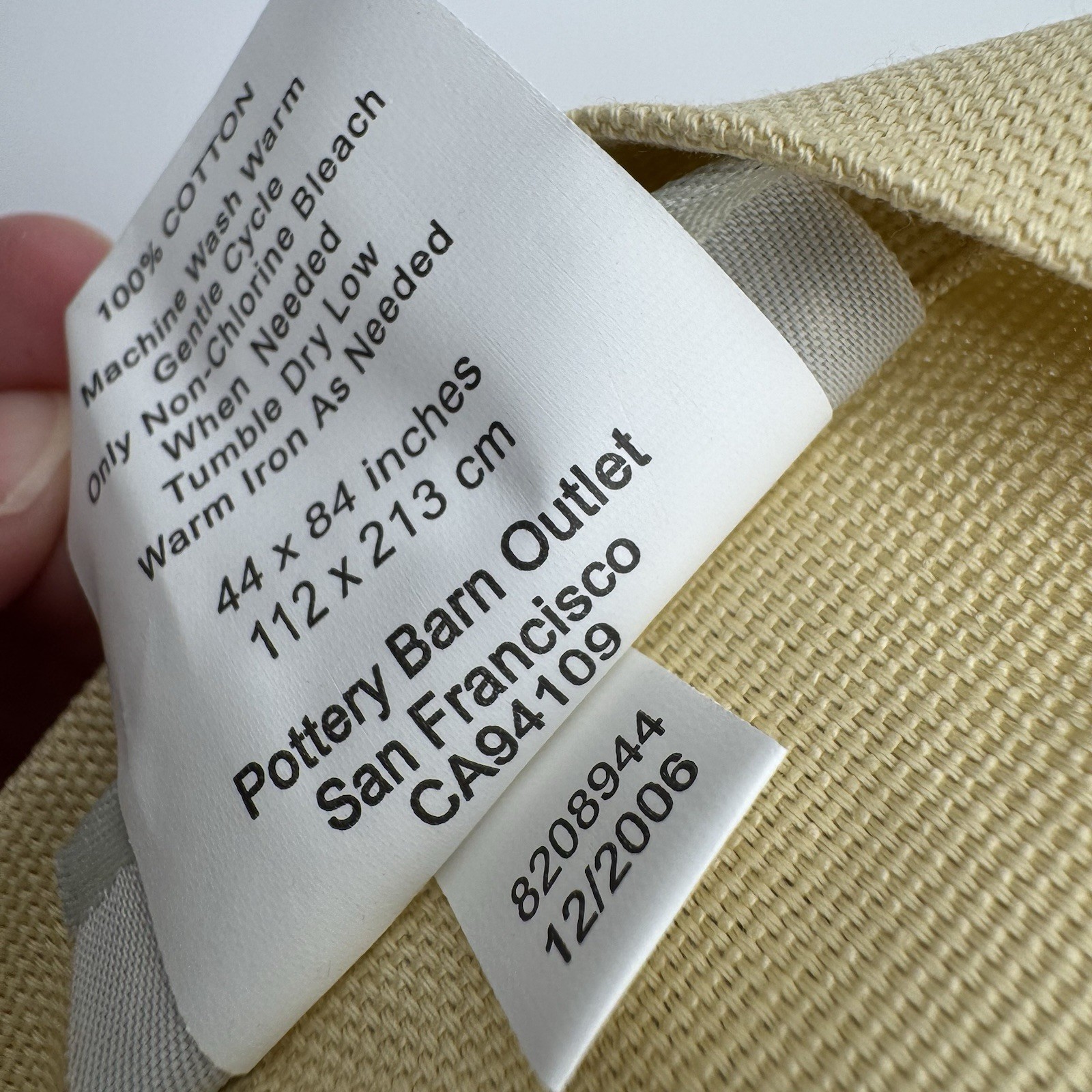 Vintage Pottery Barn Sailcloth Drapery Panel 44 x 84 Pole Top 100% Cotton NWT