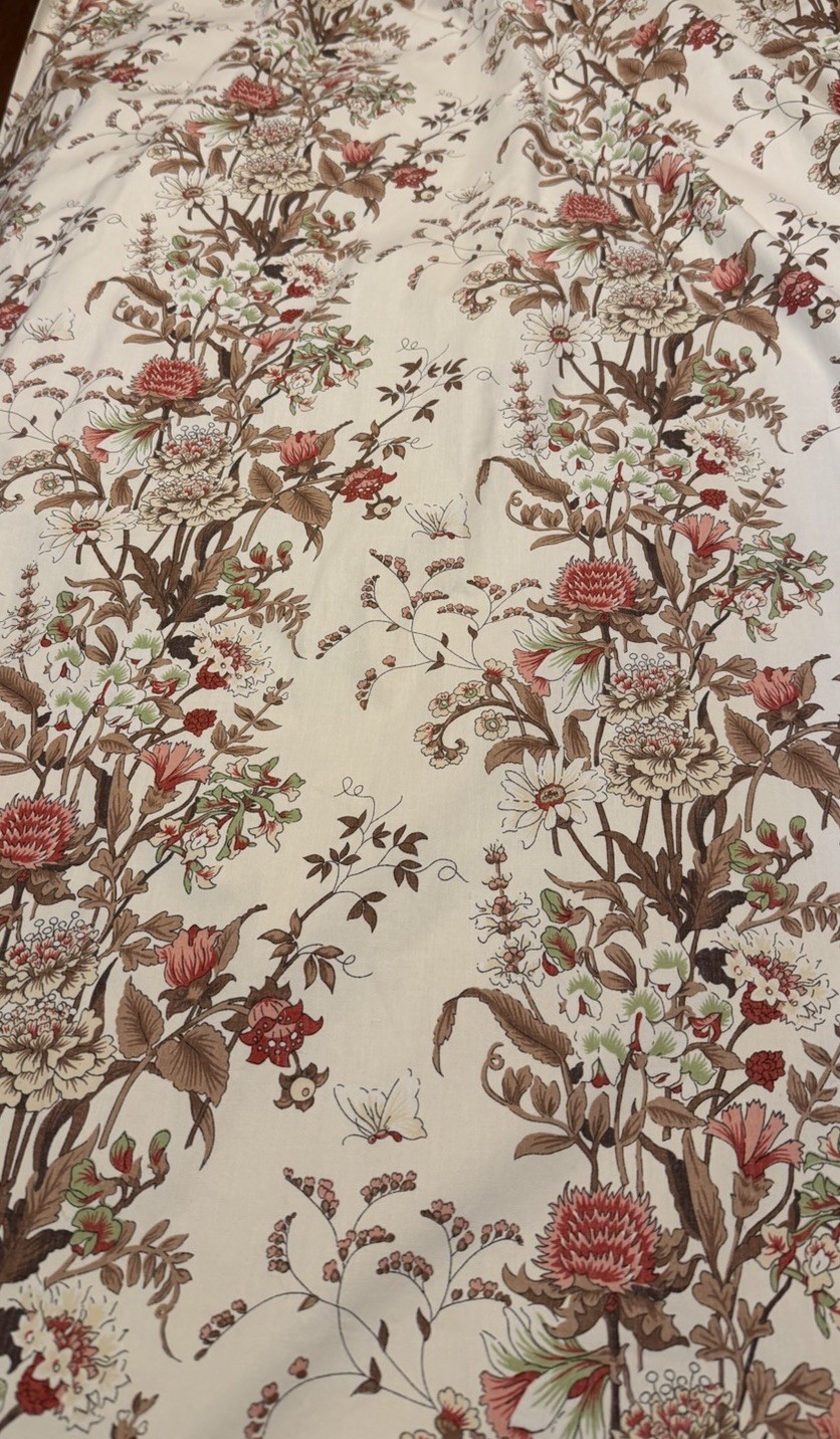 Pair of 2 Botanical Cottage Floral Pinch Pleat Curtain Panels-84”-Handmade