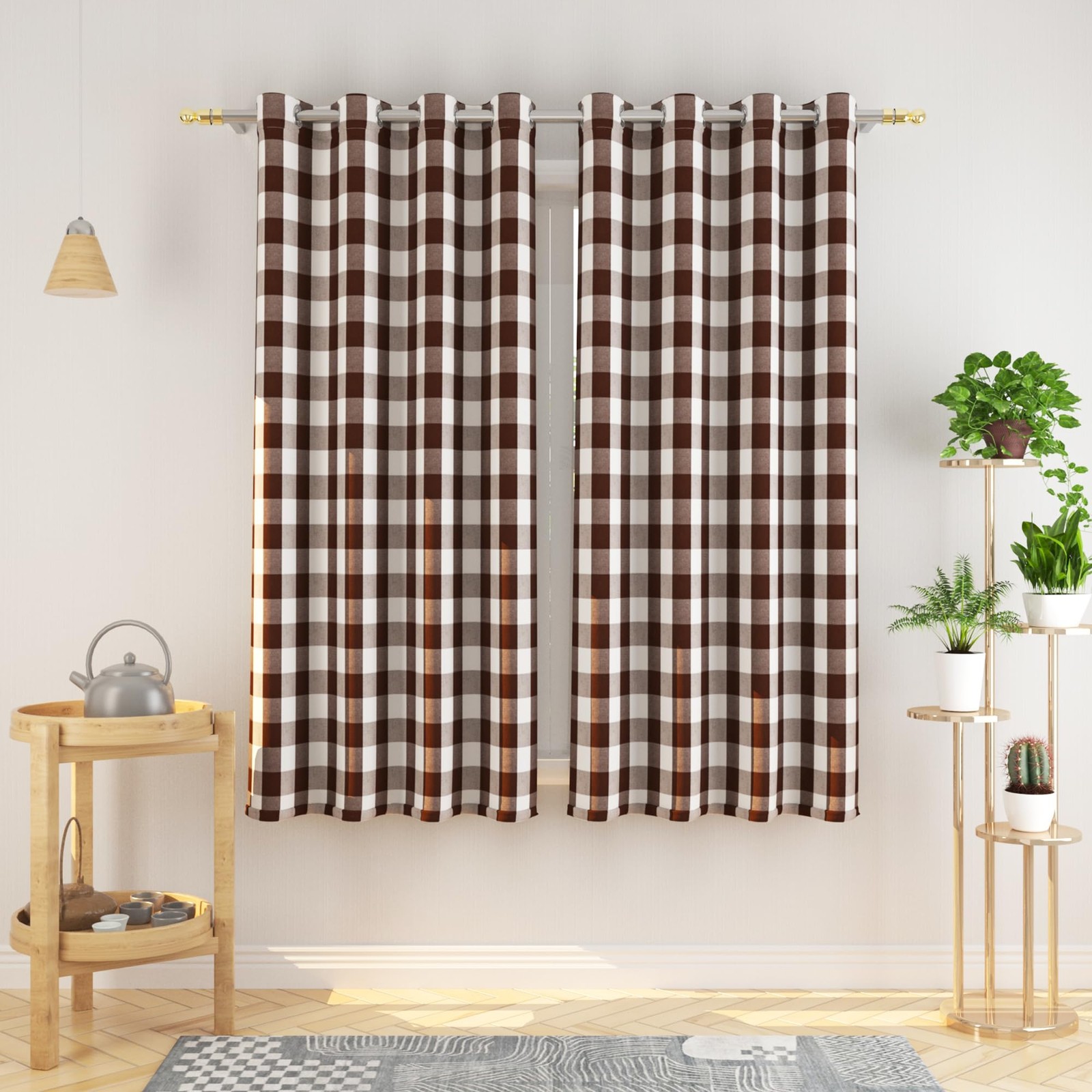Buffalo Check Curtains 45 inches Long Cotton Basement Gingham Plaid Kitchen Wind