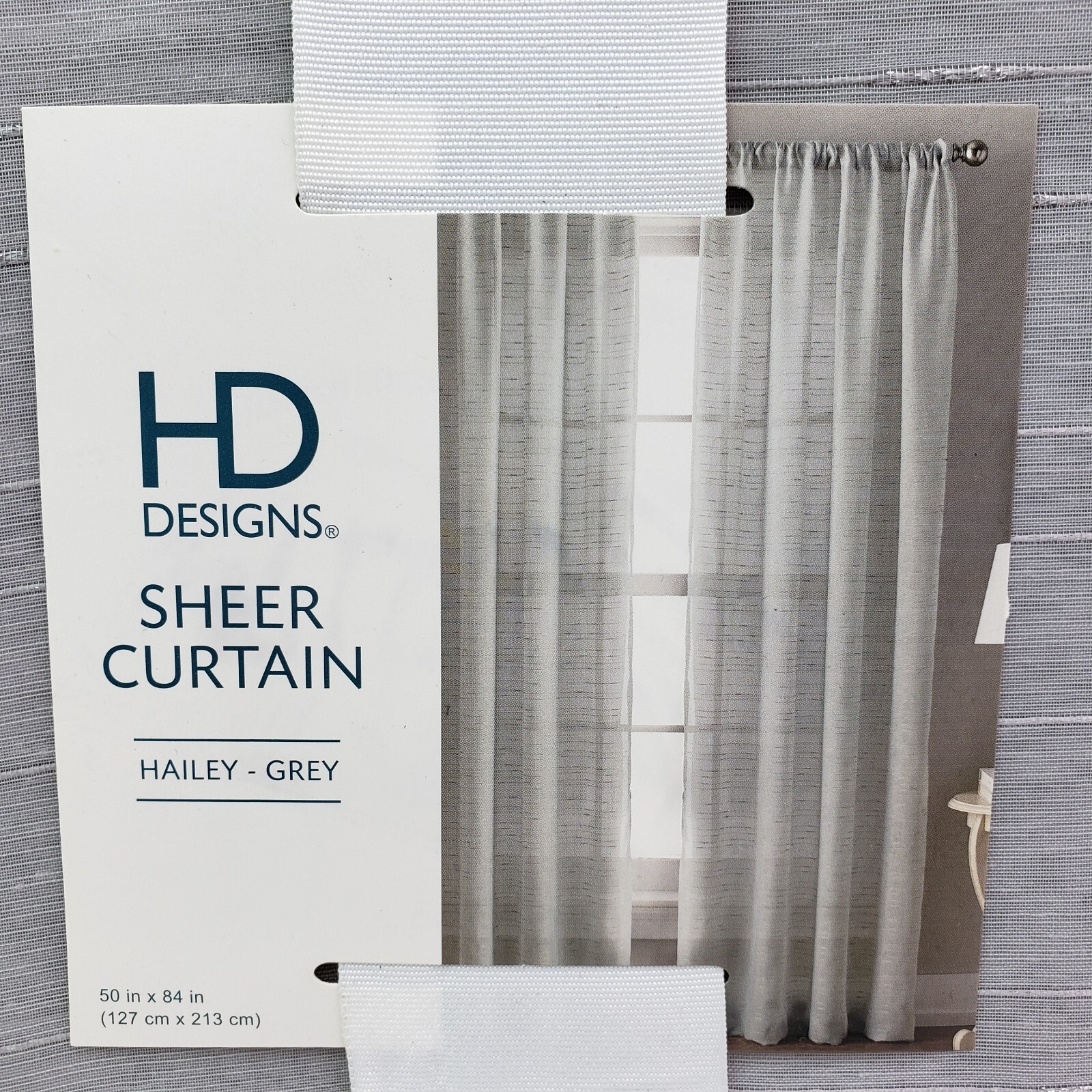 HD Designs Hailey Grey 50 in x 84 in One Panel Sheer Curtain 7202-G