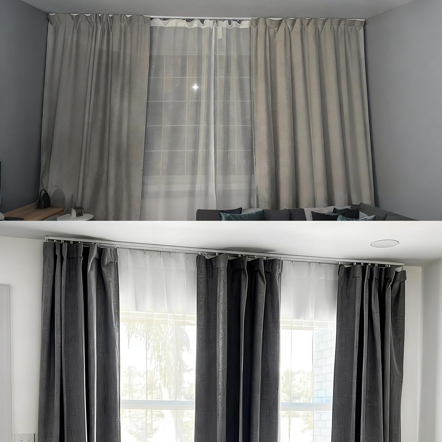 Double Curtain Track Ceiling Mount White New Model Double Track Curtain Rail Set