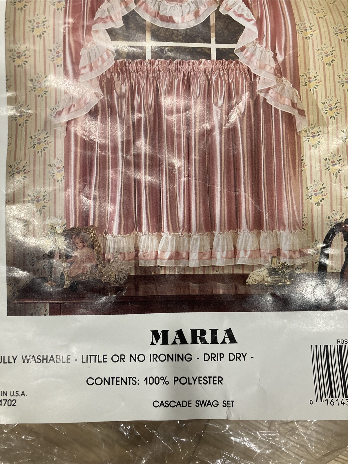 VTG Maria Ruffles Polyester Tiers 30”W/35”L Cascade Swag 60”W Set Made In USA