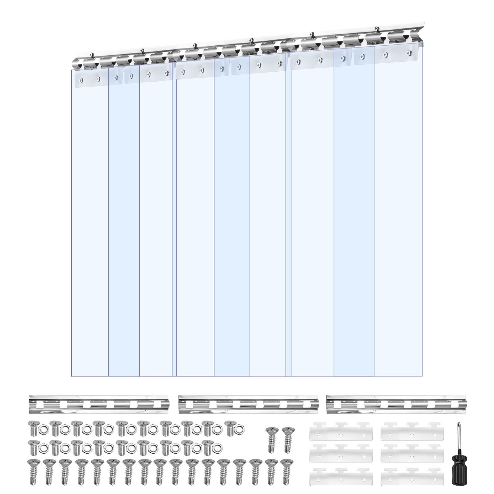 PVC Door Strip Curtain 80″ H x 36″ W, 6 pcs, 0.08″ thick, Waterproof & Cuttable