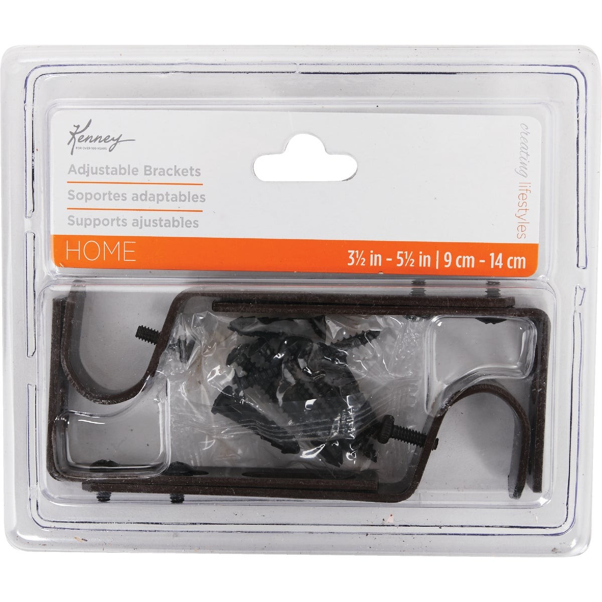 Kenney Adjustable Single Mocha Curtain Rod Bracket (2-Pack) KN85291 Kenney