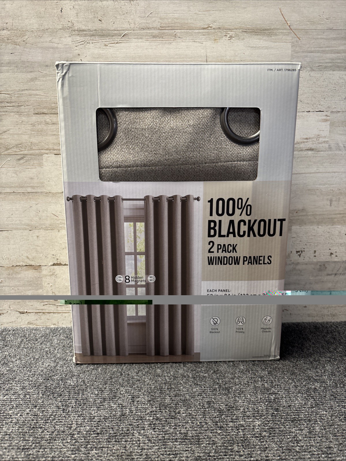 100% Blackout Magnetic Closure Window Panels 2 Pack Beige 52 x 84 in Grommet