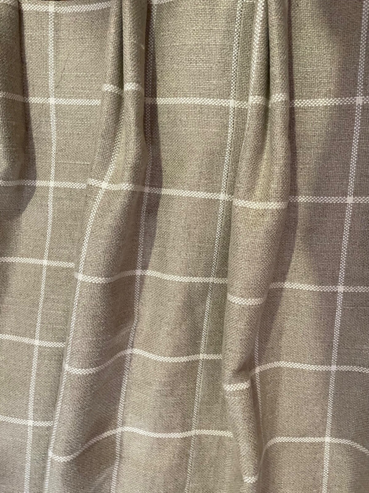 CUSTOM CURTAIN Ian Mankin Large Skye Check oatmeal lined interlined new