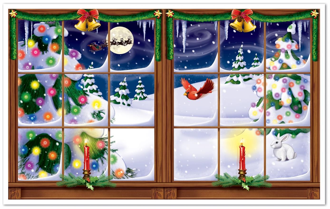 Snowy Christmas Insta-View of Size 3′ 2″ x 5′ 2″ – Beistle