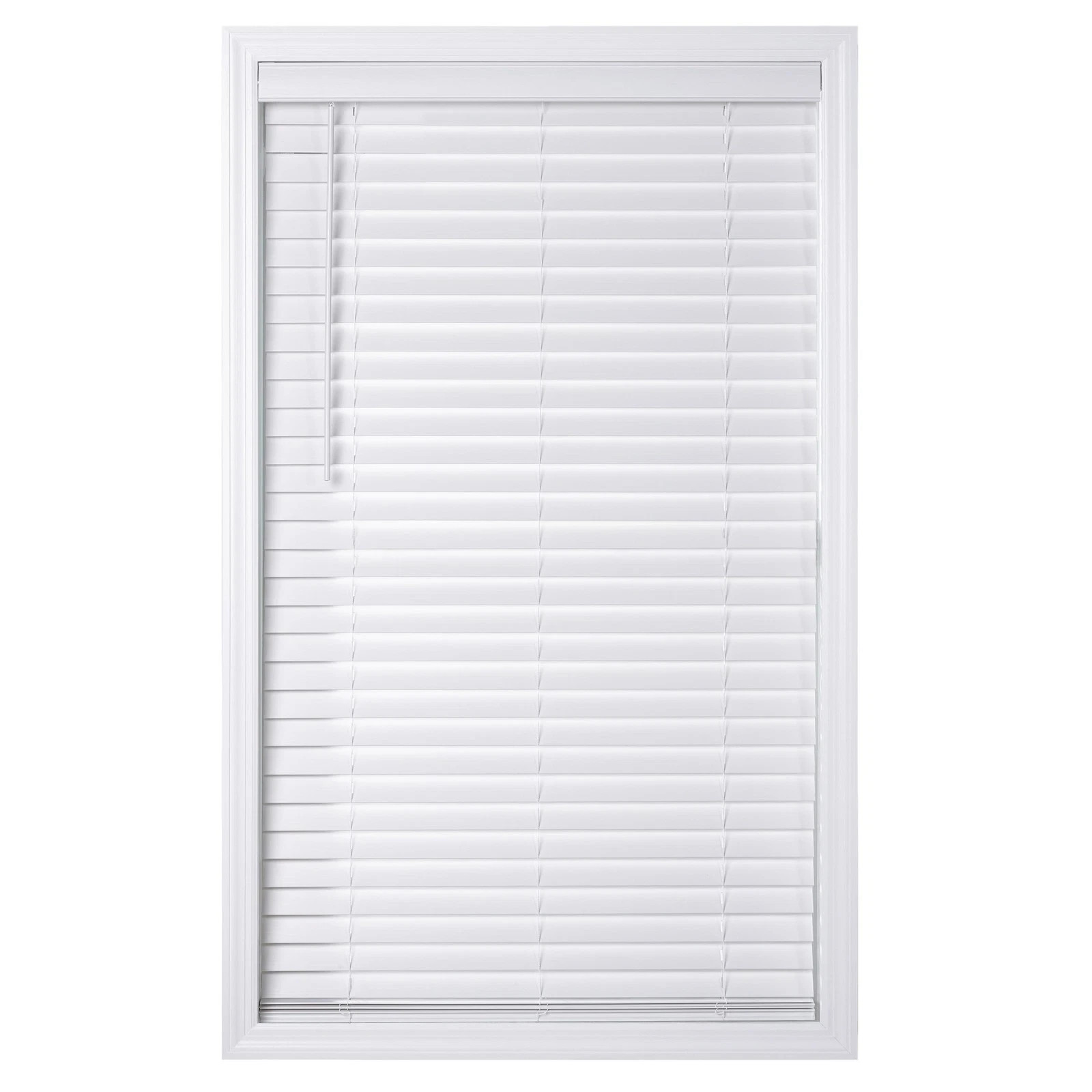 Home Decorators White 2 in. Cordless Premium Faux Wood Blind 33.5″ W X 64″ L