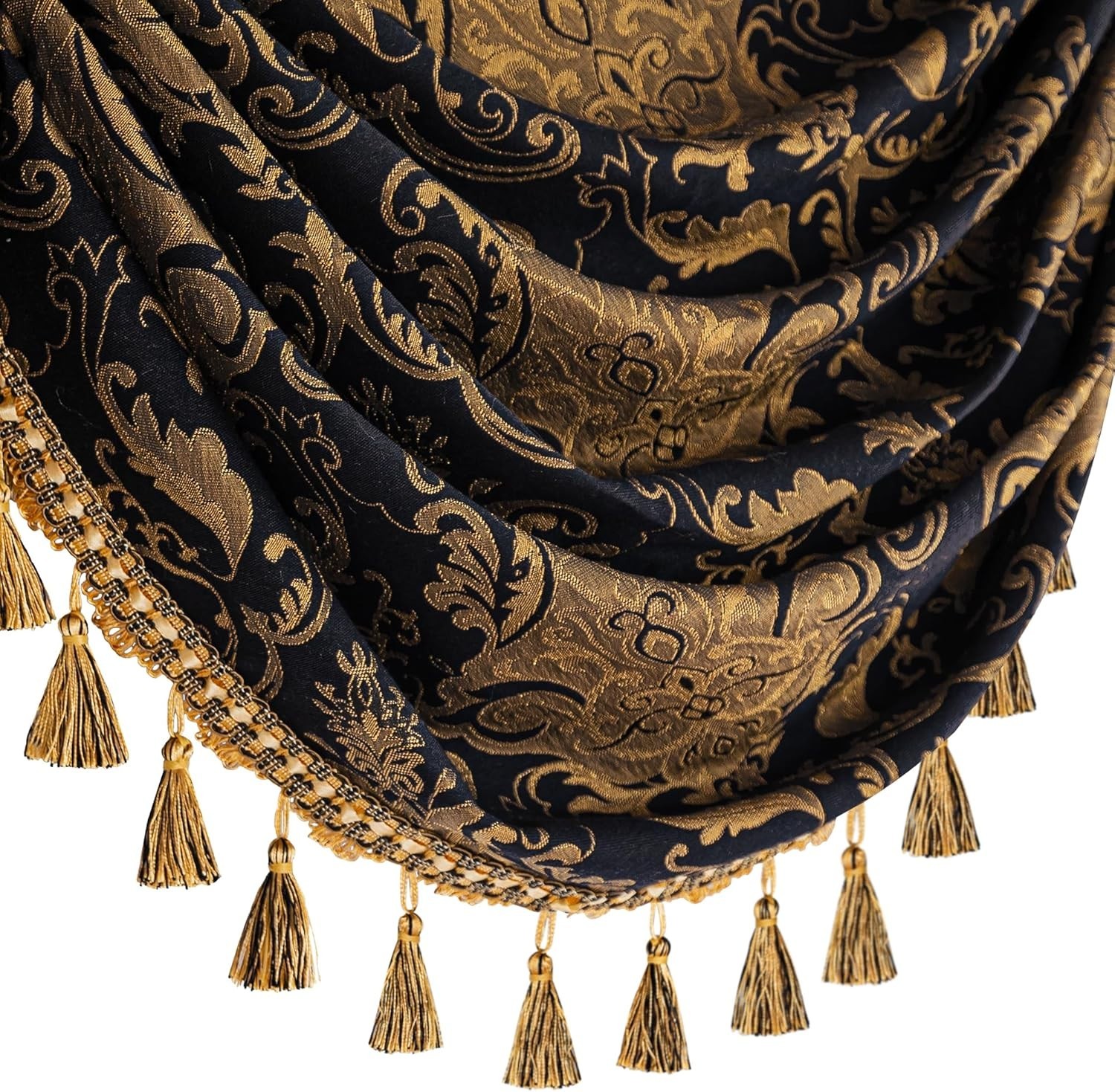 Waterfall Valance Curtain Damask Jacquard Black Window Treatments for Living …