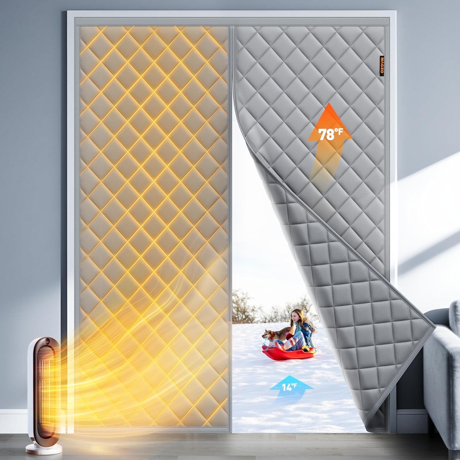 Magnetic Thermal Insulated Door Curtain Fits Door Size 36″ x 80″ Oxford Cloth