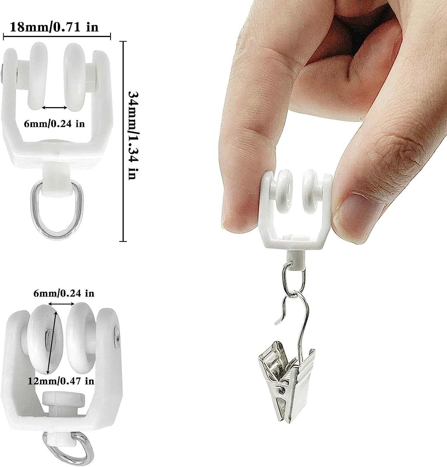 Curtain Track Accessories for 20Ft Flexible Bendable Ceiling Wall Mount, Curved