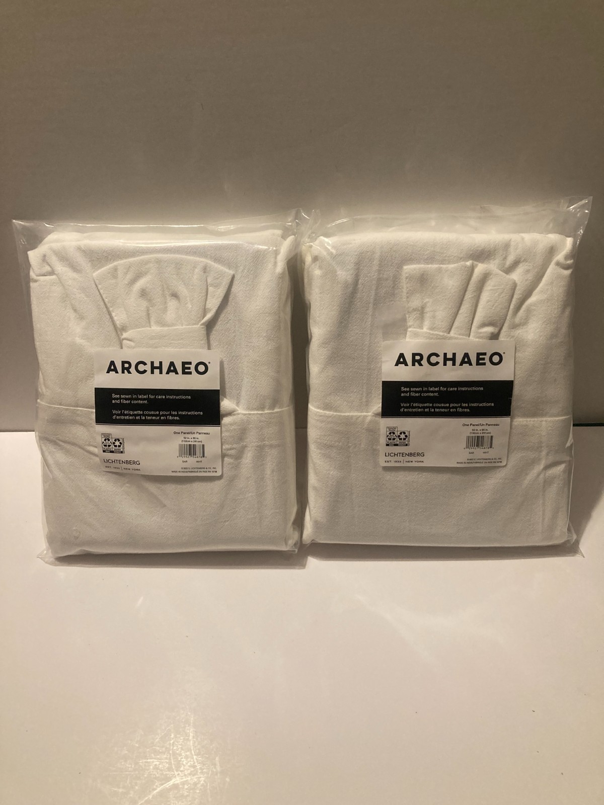NEW Lot of 2 Archaeo Lichtenberg White One Panel Curtain 52″ x 95″