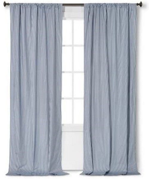 Circo Blue Stripe Print Curtain Window Panel (84″ x 42″), NEW