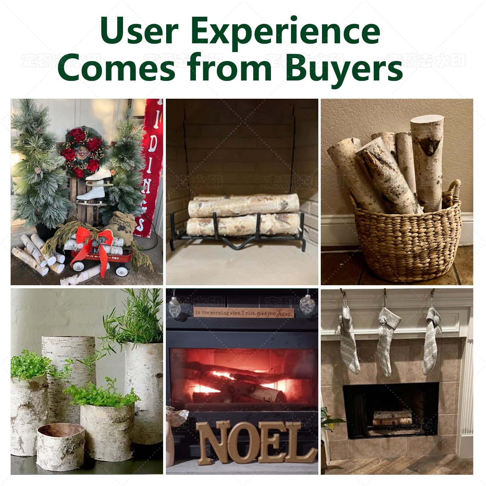 8 Pack Birch Logs for Fireplace Decor Crafts Versatile Unfinished Wood Gas Fi…