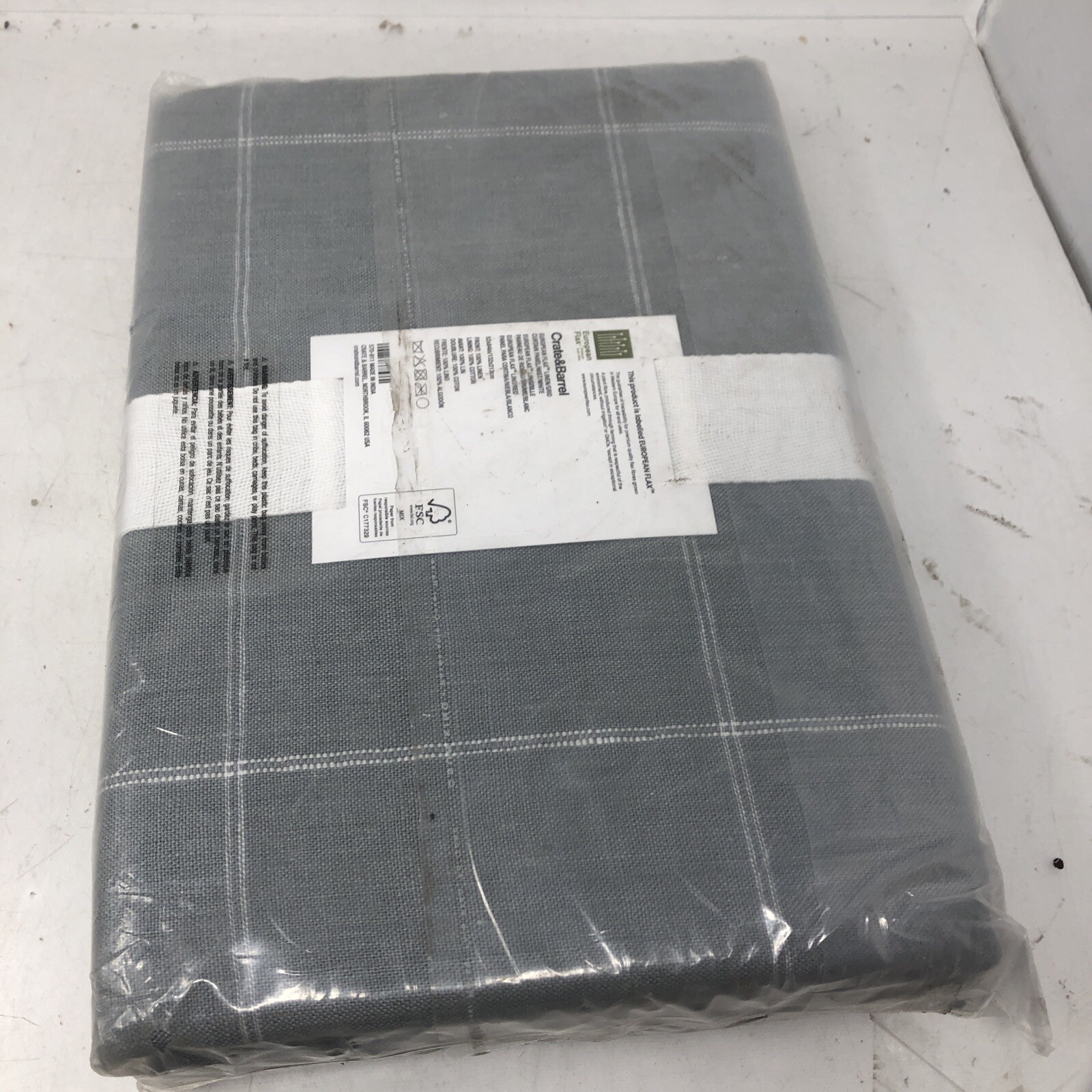 Crate & Barrel Curtain Panel Mist/white 52 x 84 in 1pc