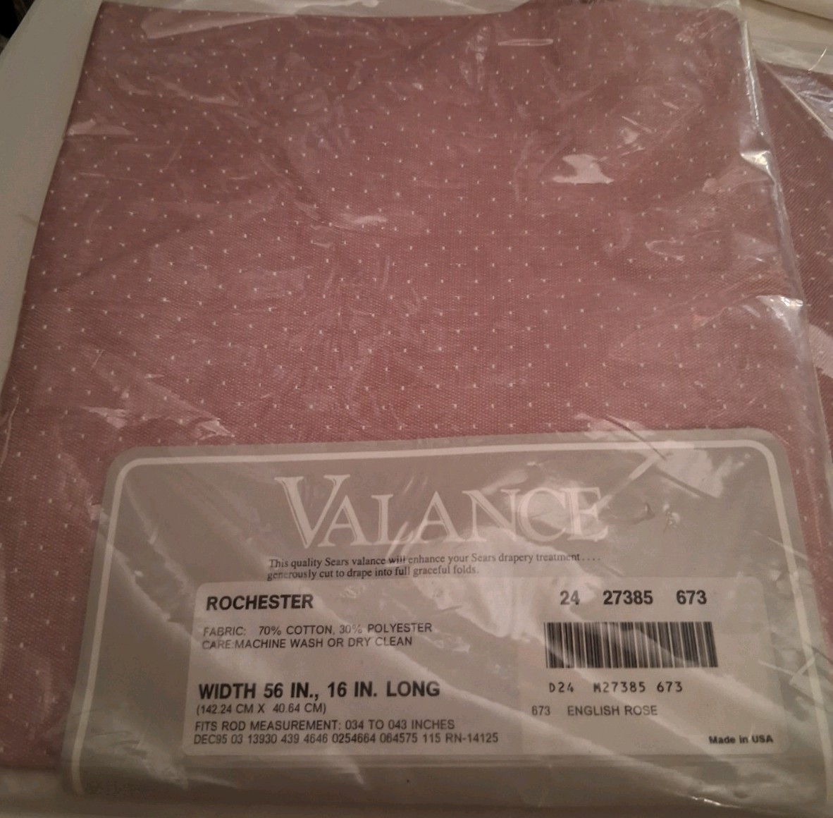 Set Of 5 New Old Stock Sears Pink Englosh Rose Swag Valance Curtains USA 56 X 16