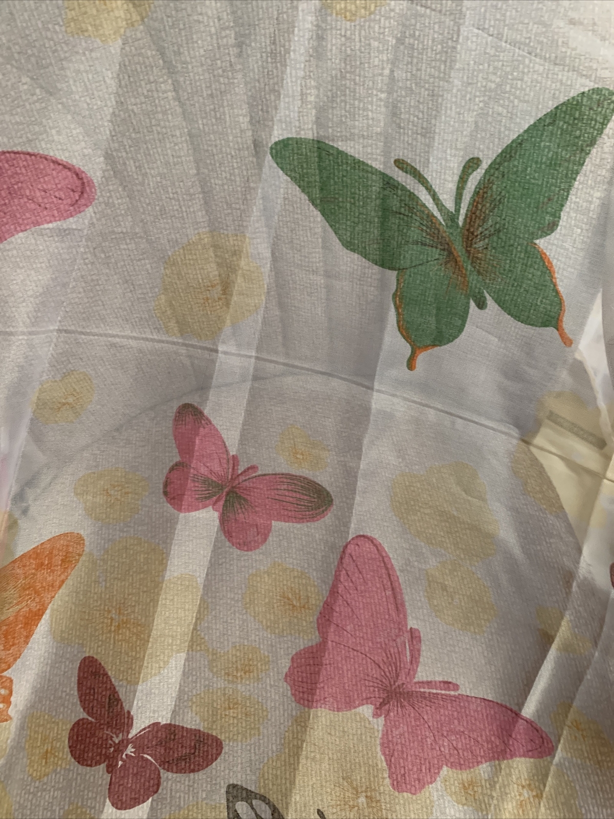 Sheer White Long Multi Color Butterfly Butterflies Curtain Yellow Flowers New