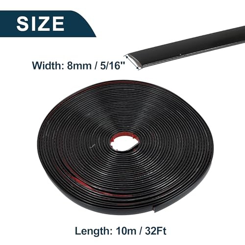 Car Truck Window Trim Strip 5/16″ Width 32Ft 10m Self Adhesive 8mm Black