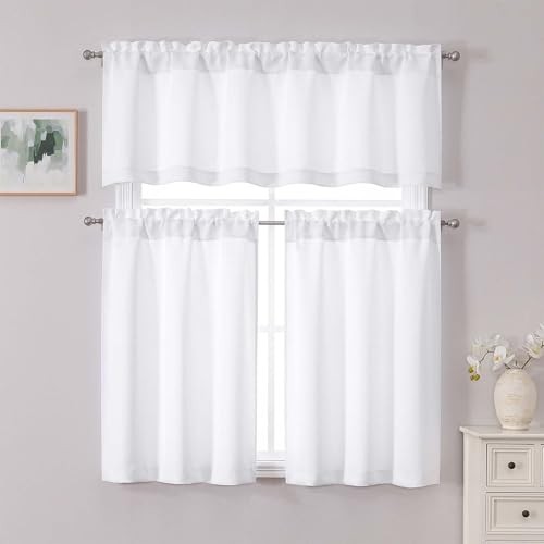 Cafe Curtains Tier 36 Inch Length 2 Panels 30″W x 36″L (Pack of 2) Pure White