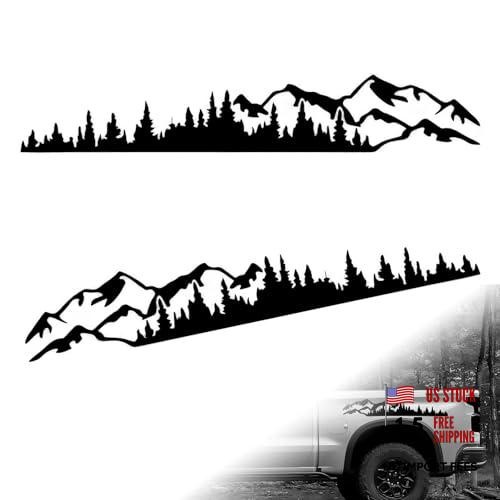 2 PCS Car Mountain Decals – Mountain Tree Forest Body Sticker – Cuttable
