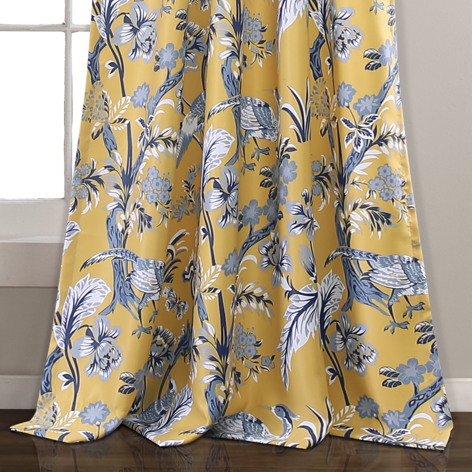 Dolores Light Filtering Window Panels, Pair, 52″ W x 84″ L, Yellow – Floral C…