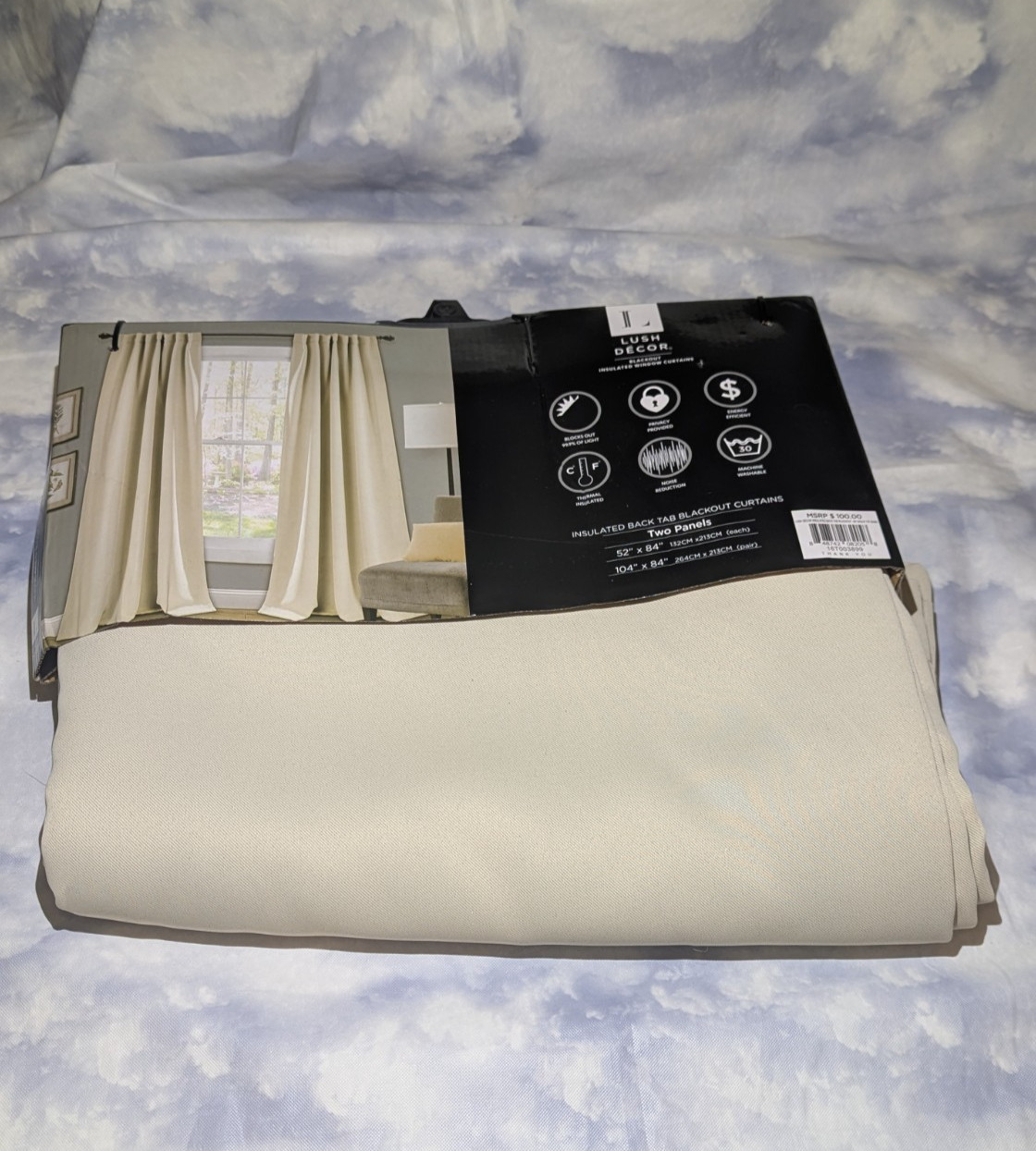Lush Decor Blackout Insulated 2-Panel Set Beige Window Curtains 52×84 each