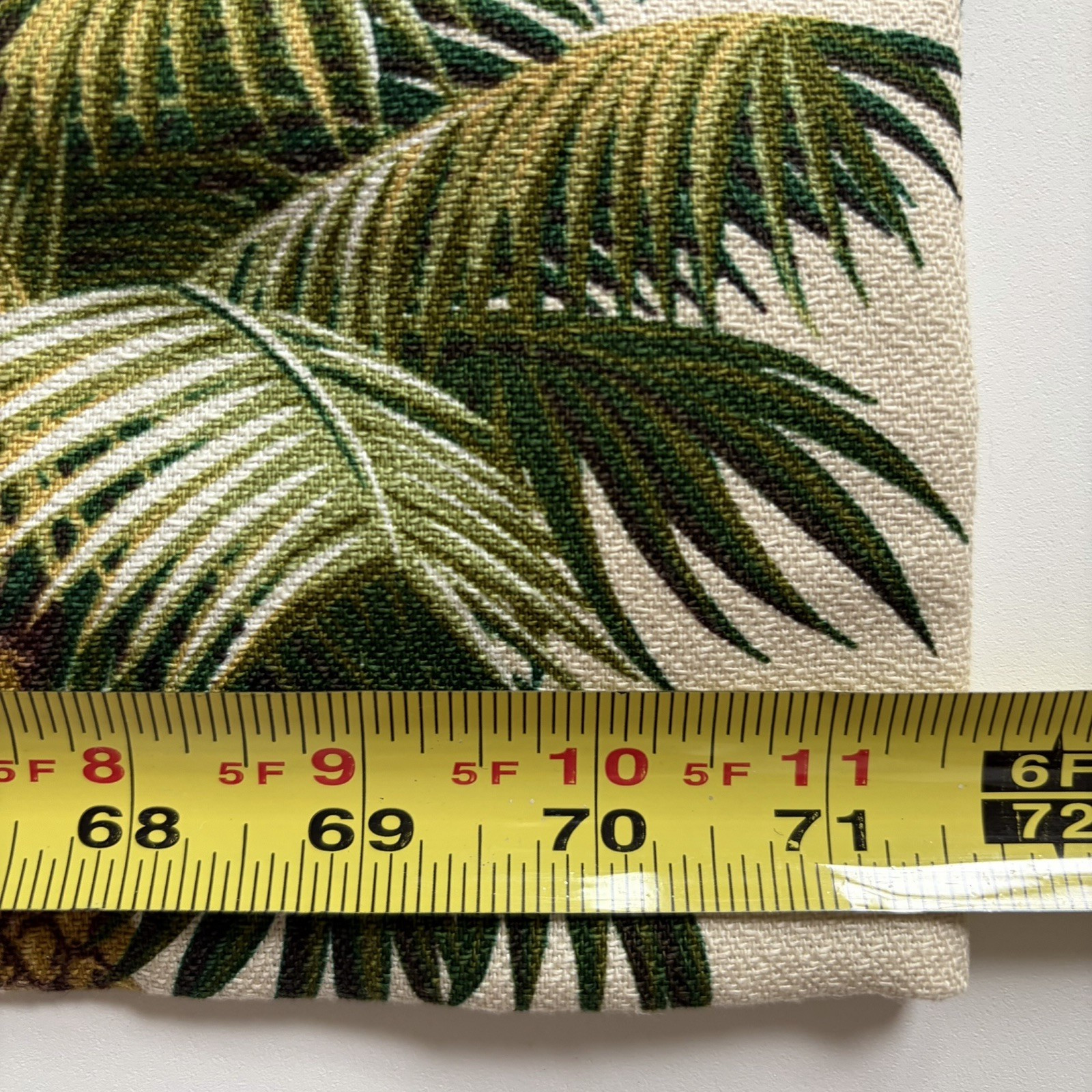 Two Barkcloth 13″ Lined Valances Tropical Palm Trees – 51.5″ & 71.5″ Long