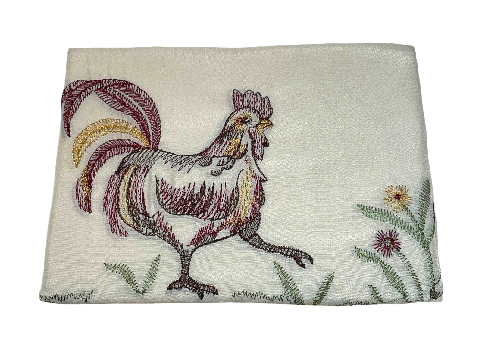 Essential Home Cafe Tier Pair Rooster 56″ x 36″ Multicolor Embroidered Farmhouse