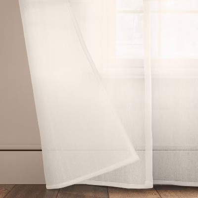 54″x108″ Light Filtering Textural Sheer Curtain Panel Ivory – Threshold