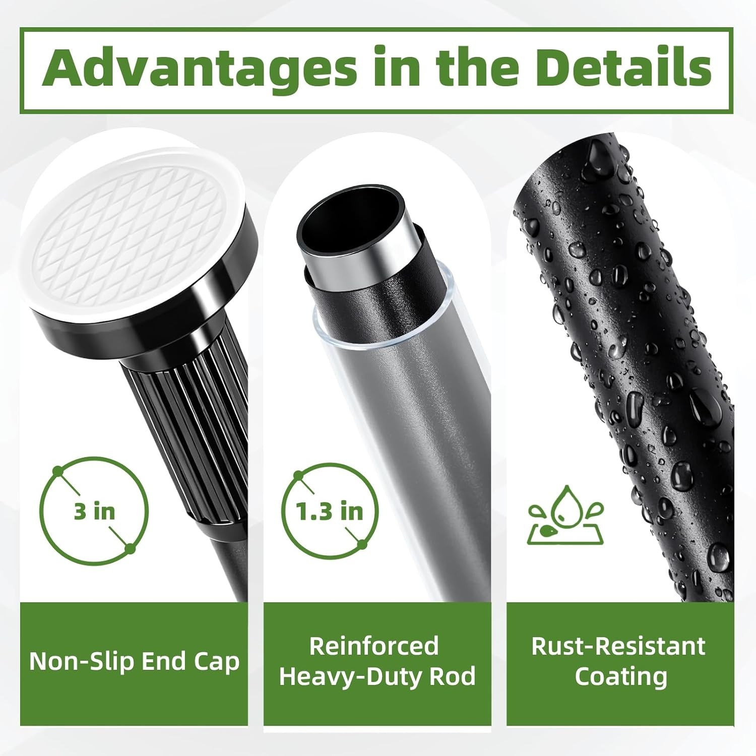 Heavy Duty Tension Curtain Rod 39-137″ (3.3-11ft) No Drilling Black