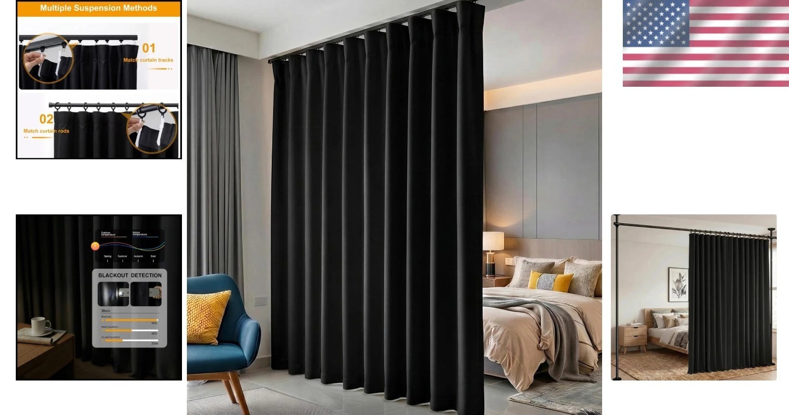 Noise Reducing Blackout Curtain Panel 100″ x 96″ – Perfect for Home or Office
