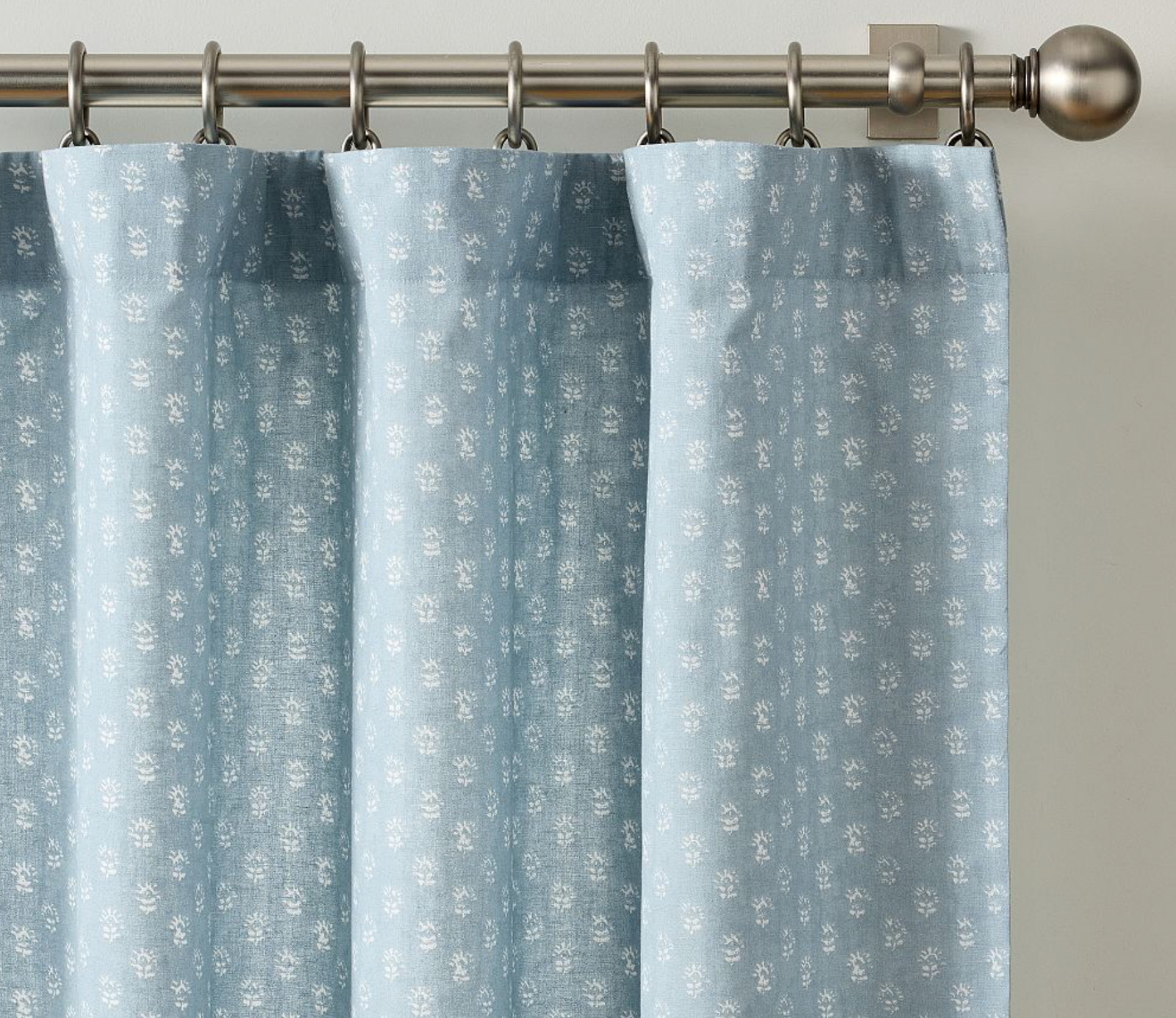 NWT NEW Pottery Barn KRAVET Blue PETITE FLORAL Light Filtering Drape Curtain 96