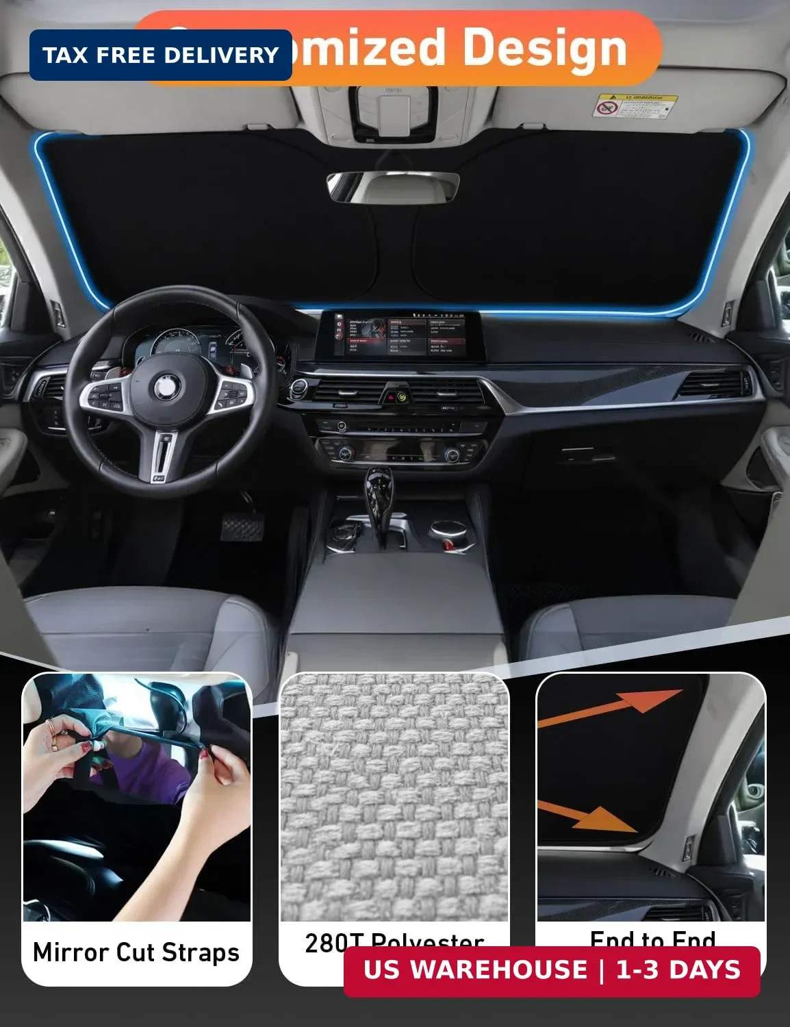 EcoNour Windshield Sunshade Compatible for Ford Ranger 2019-2024 2025 2026, Sun