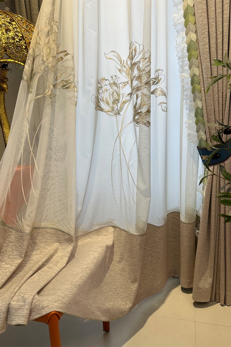 Custom Simplicity window Embroidery cloth lace curtain valance tulle M1705