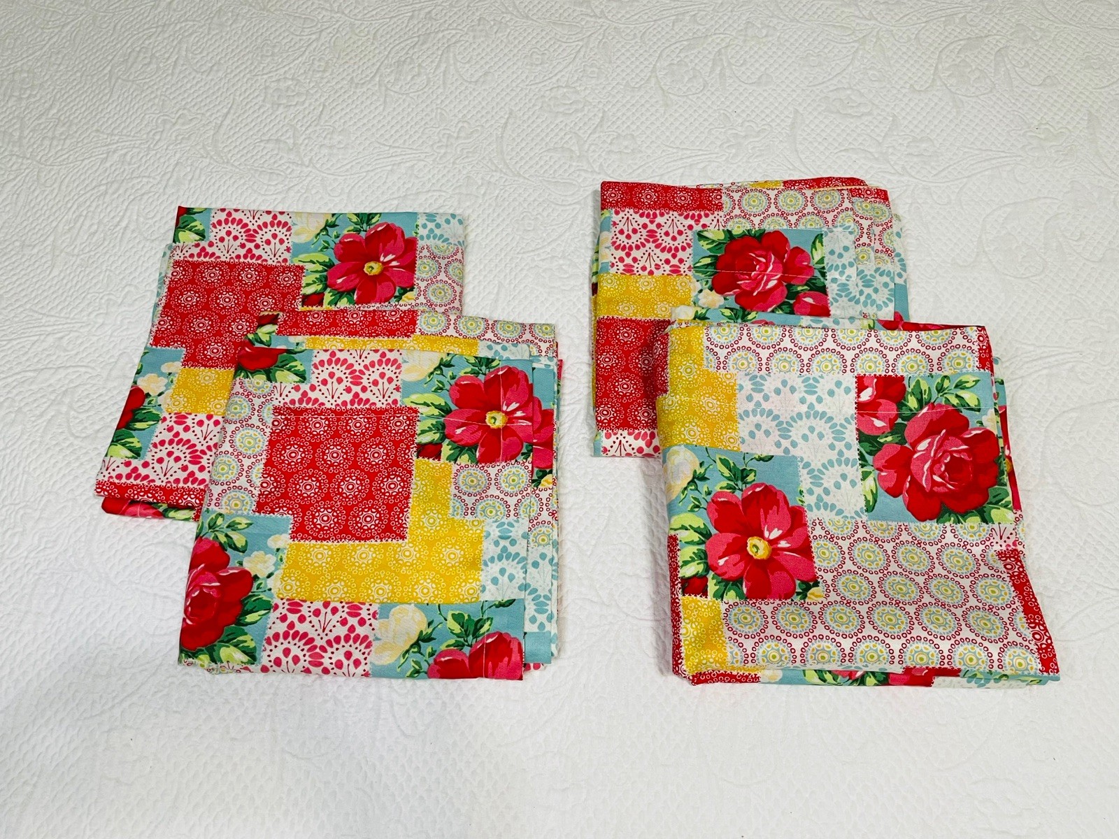 Pioneer Women Patchwork Curtain Panels 4 Pieces 39×81” NWOB