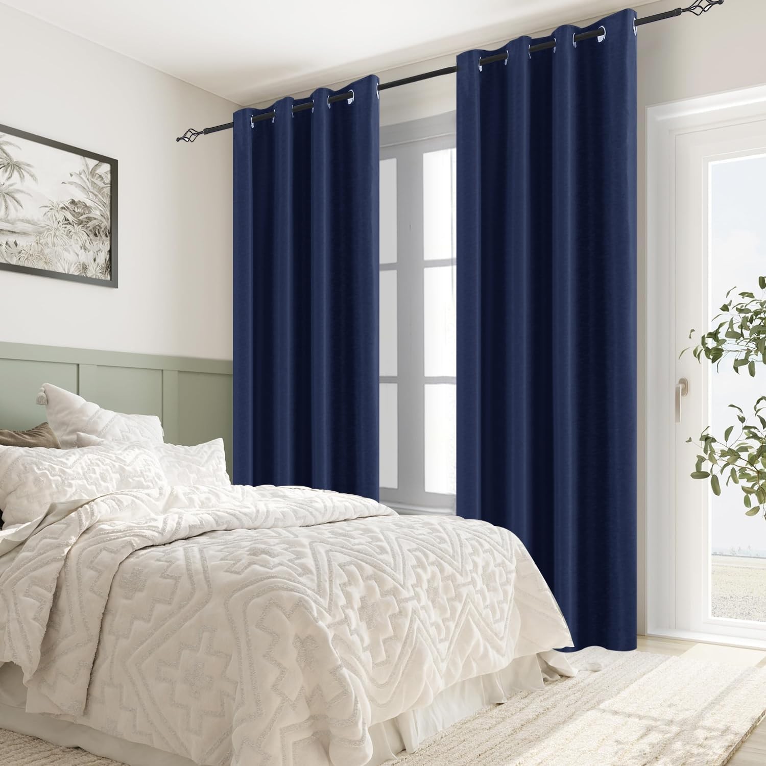 100% Blue Black Out Curtains for 54″W x 84″L (Pack of 2),