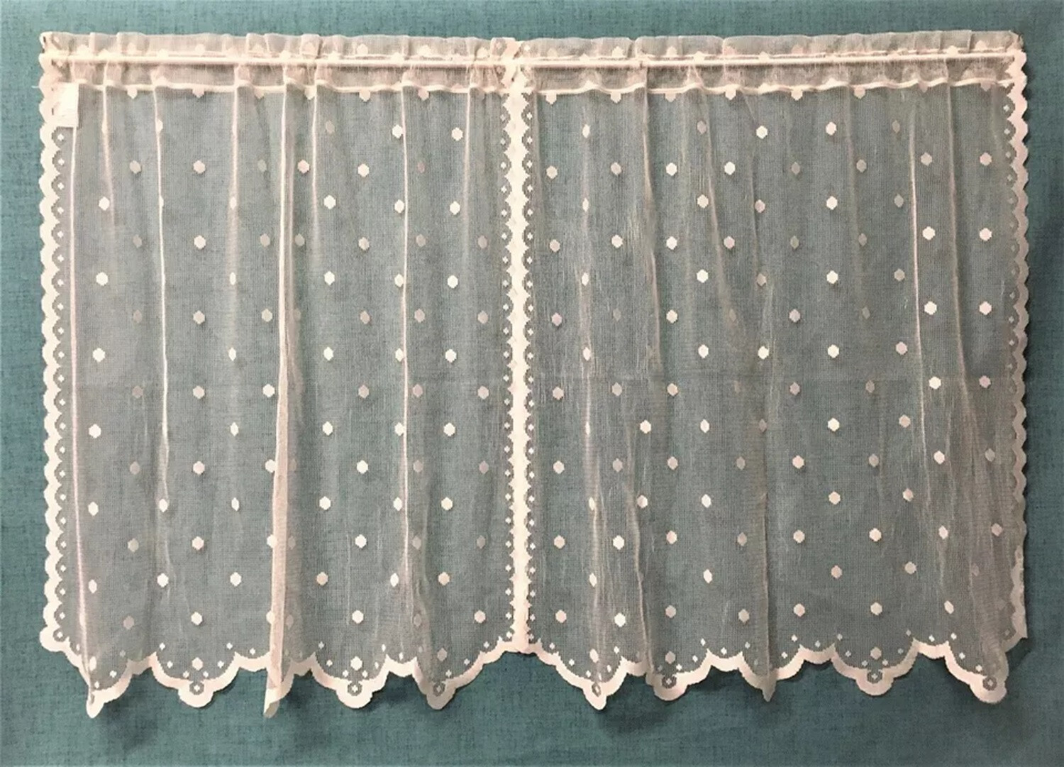 Lace Swiss Dots Ecru 58″ x 30″ Split Tier Kitchen Bedroom SunRoom Door