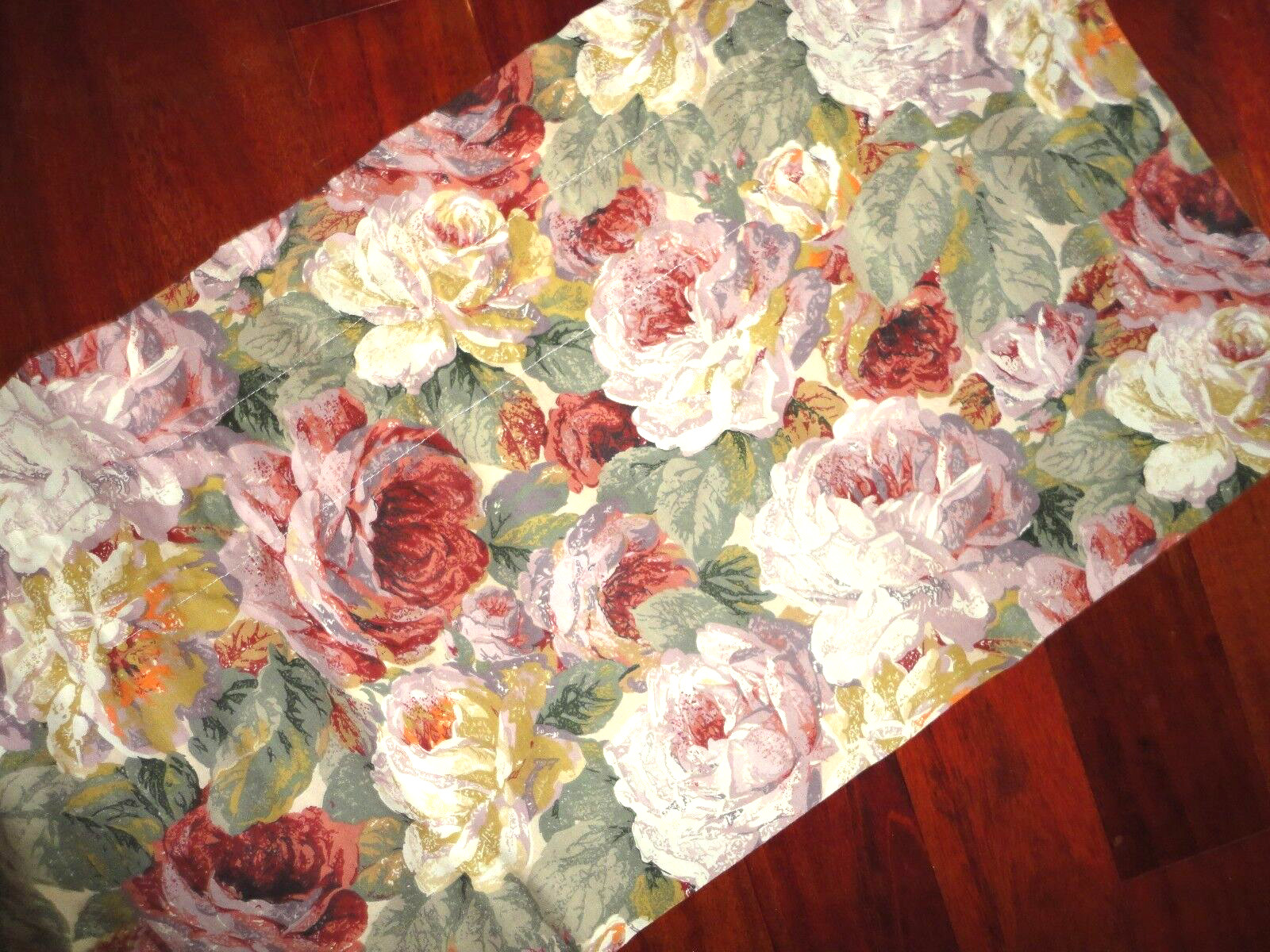 CROSCILL EVESHAM COTSWOLD CINNAMON FLORAL GREEN BLOUSON TAILORED VALANCE 17X86