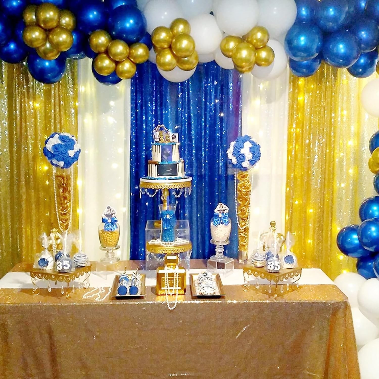 Royal Blue Sequin Backdrop Curtains,2 Panels 2FTx8FT Blue Curtain Backdrop Gl…