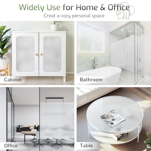 Reeded Glass Window Privacy Film, Frosted Glass 17.5″ x 78.7″ Reeded Clear