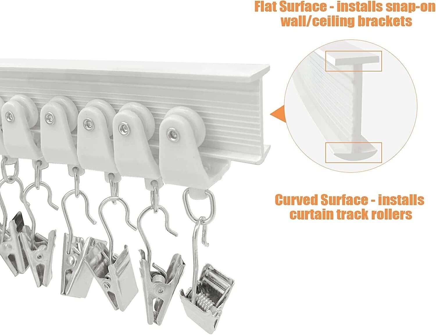 Ceiling Curtain Track Window Rod Rail System Flexible Curve Divider Rv Privacy