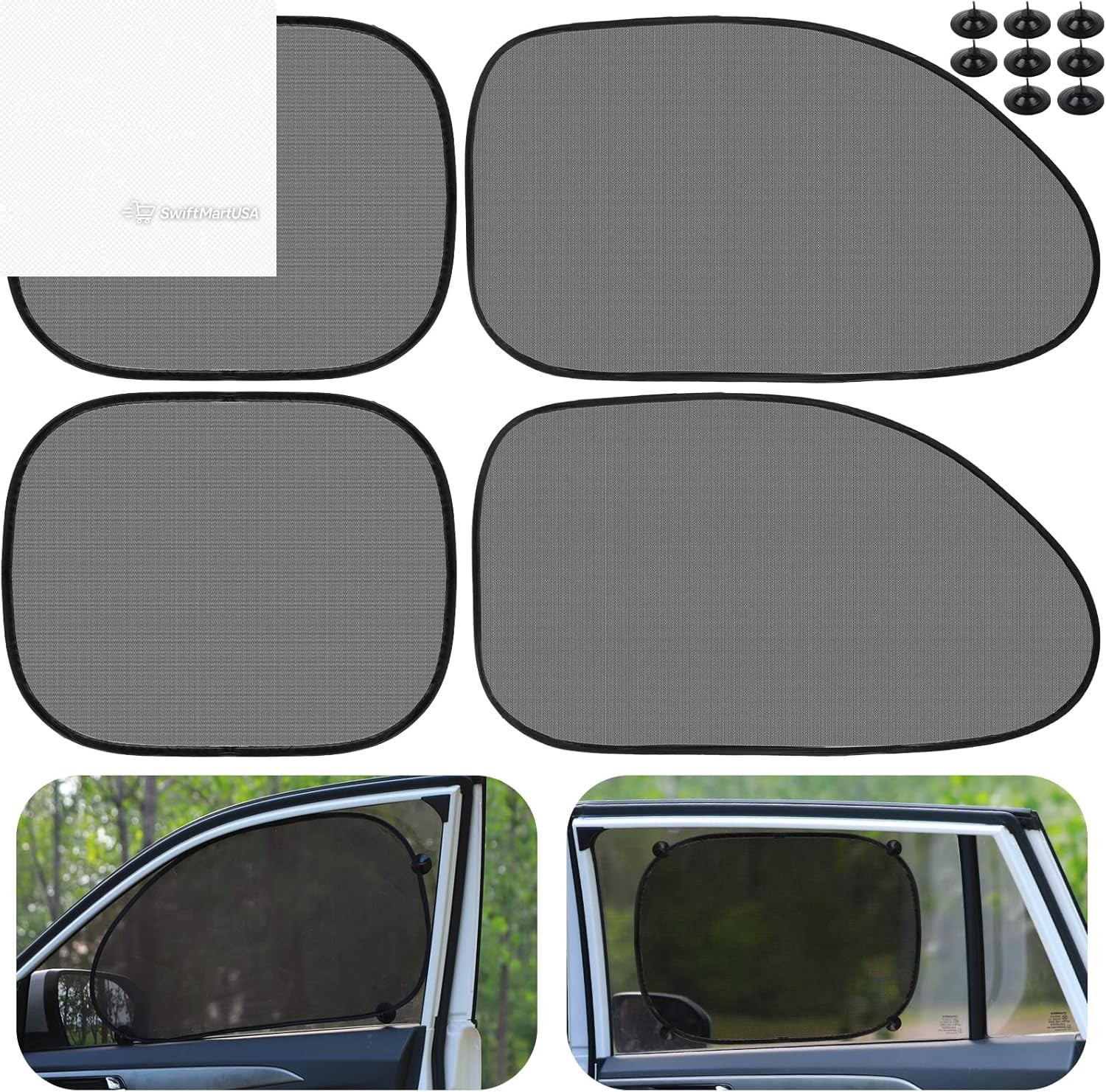 4 Pack Car Window Sun Shades Static Cling Side Window Shade Baby Privacy Shield