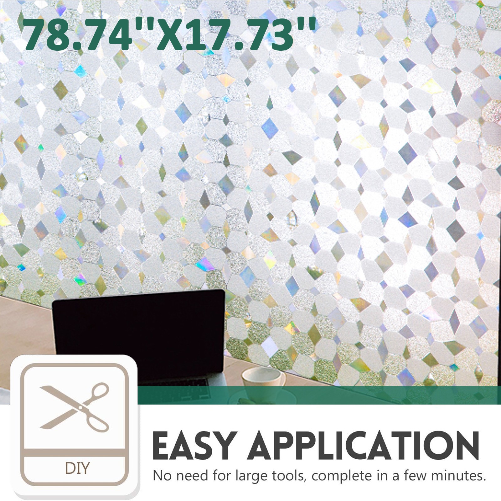 Window Privacy Film Non Adhesive Static Cling Sun Blocking UV Window Covering