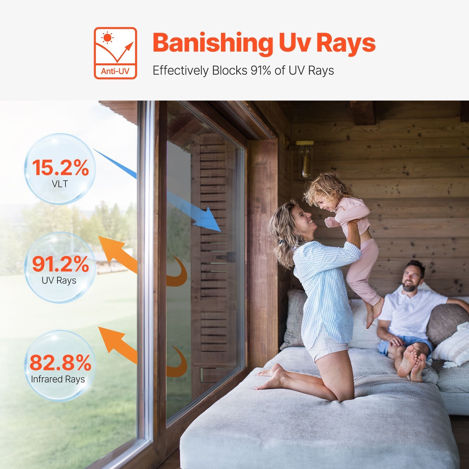 Window Privacy Film, One Way Window Tint, Static Cling Sun Blocking