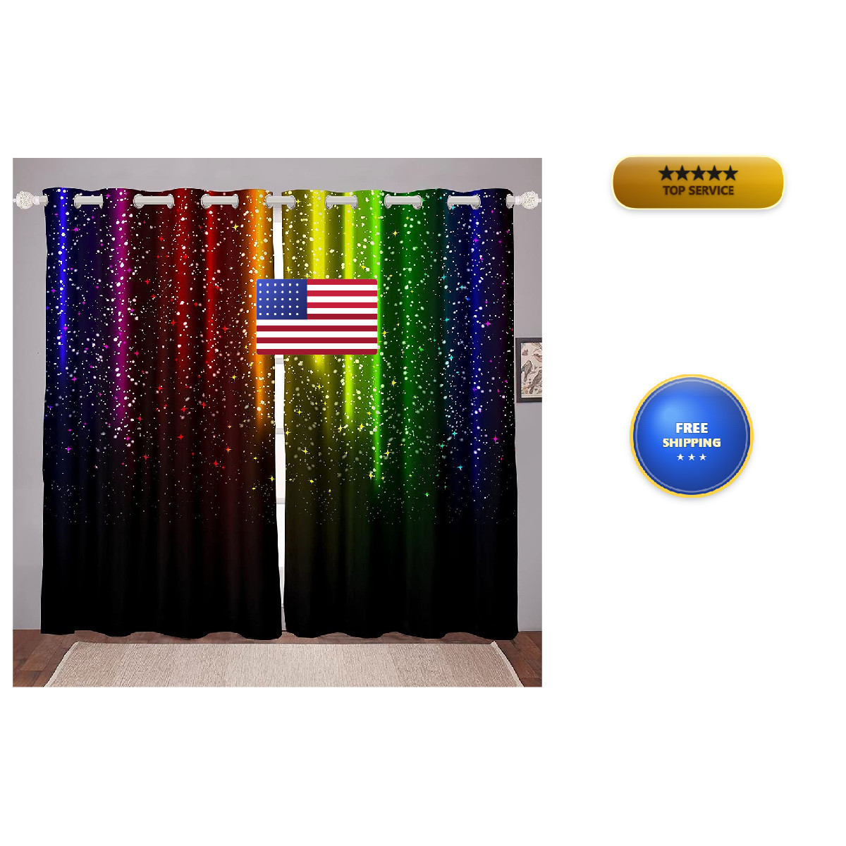 Feelyou Abstract Ombre Curtains Kids Teens Colorful Window Curtains For Bedroom