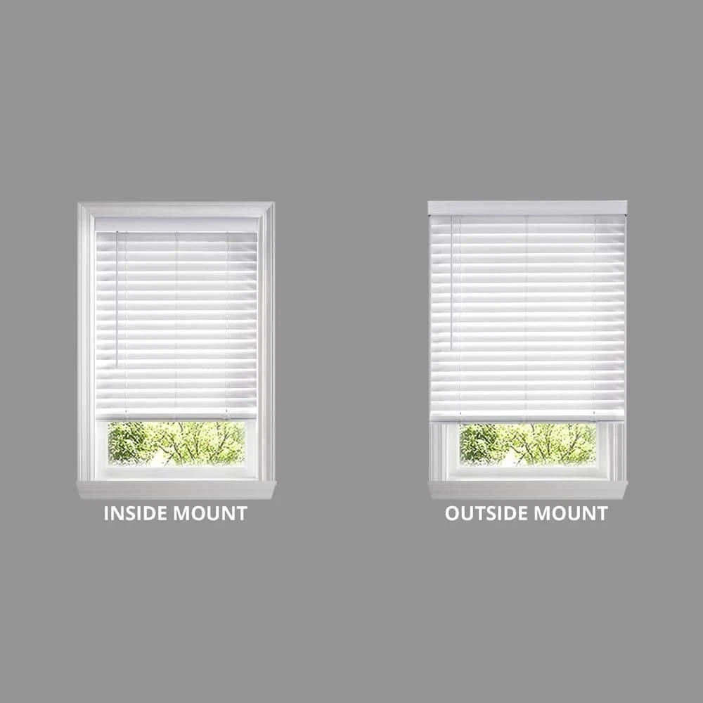 White Cordless Faux Wood Blinds 2-in Slats 9×36 Home Window Treatment