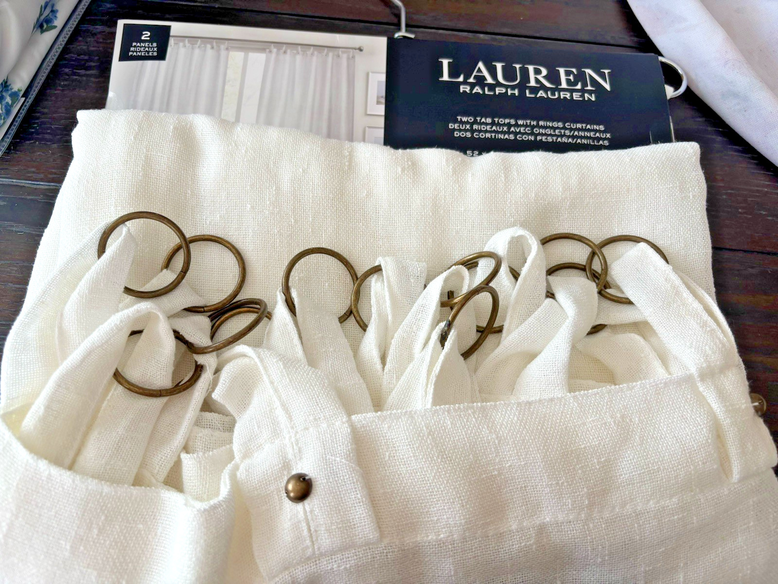 Ralph Lauren 2 Pc Window Curtains Panels 52×84 White Top Rings New
