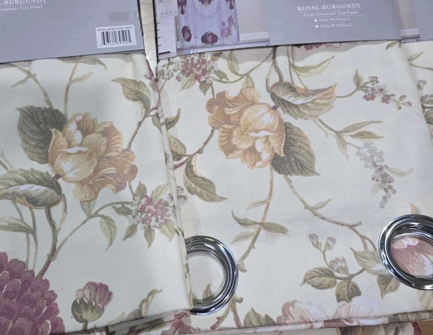 4 Pair of Royal Burgandy Eyelet Ring Strong material Curtain Sets of 2 54′ 84″