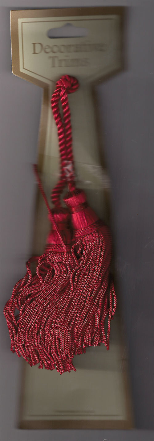 Red Chair Tie 4″ Tassels 22″ Cord Lot Of 2 Holiday Trim Tassel