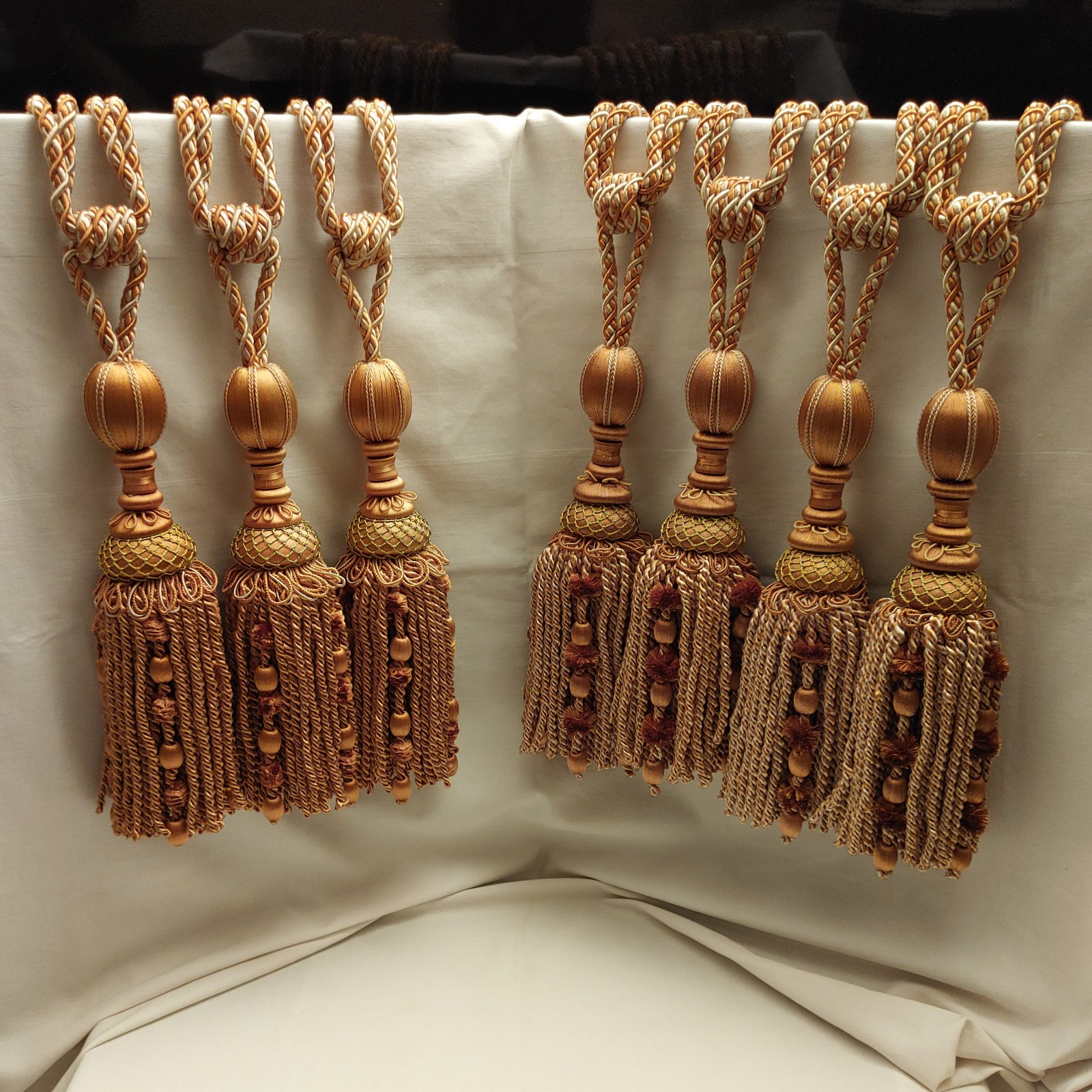 Lot of 7 Large Tassel Drapery Tiebacks Tie Back Drapes Curtains Curtain Tieback